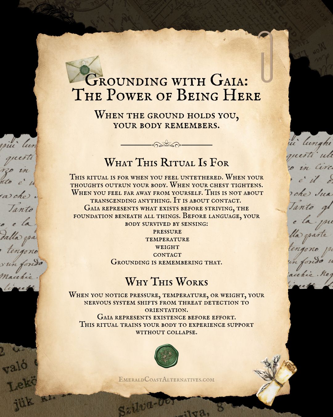 parchment-like document with text and symbols on a textured background