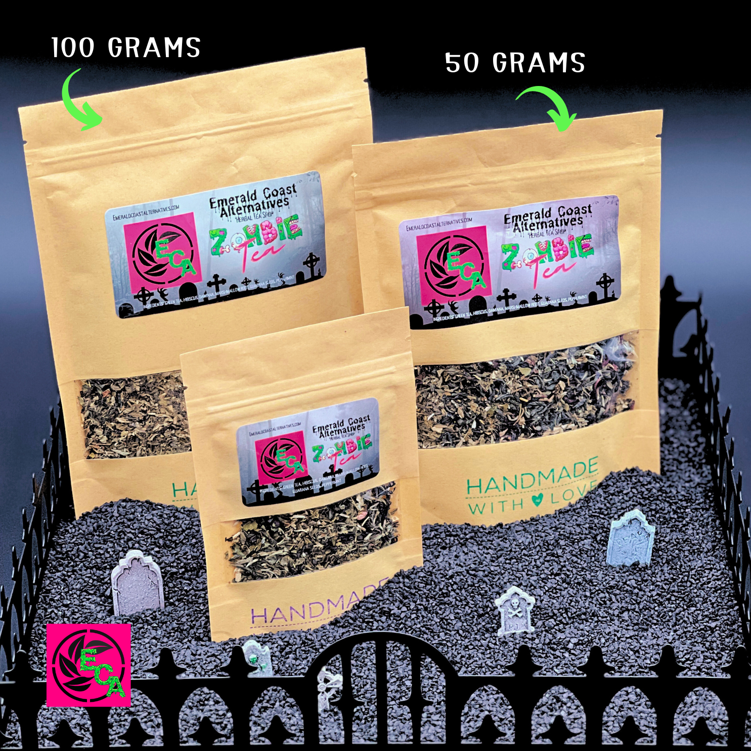 Zombie Tea, Focus Tea, ADHD Tea, Brain & Body Boost Tea, Focus Tea, Caffeinated Tea, Damiana Tea, Emerald Coast Alternatives