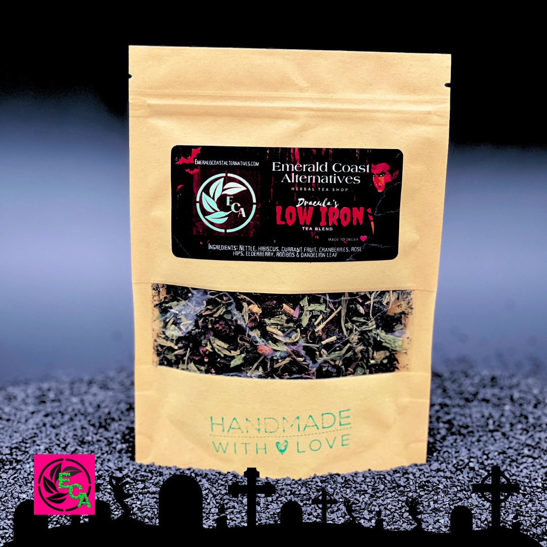 Low Iron Tea, Dracula's Wellness Tea, Kid Safe Tea, Immune Boost Tea, Digestive Tea, Wellness Boost Tea, Hibiscus Tea, Elderberry Tea