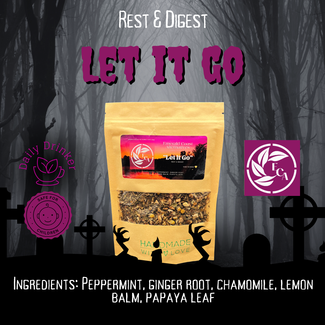 Let It Go Herbal Tea, Rest and Digest Tea, Sleep Tea, PM Tea, Digestive distress Tea, constipation tea, ibs relief tea, relaxation tea, emerald coast alternatives