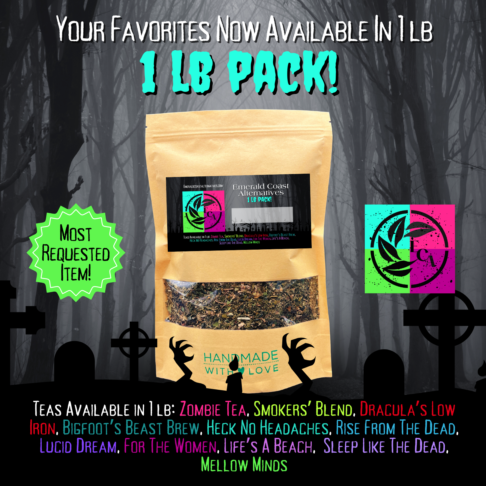 1lb Pack of Herbal Tea BULK Emerald Coast Alternatives